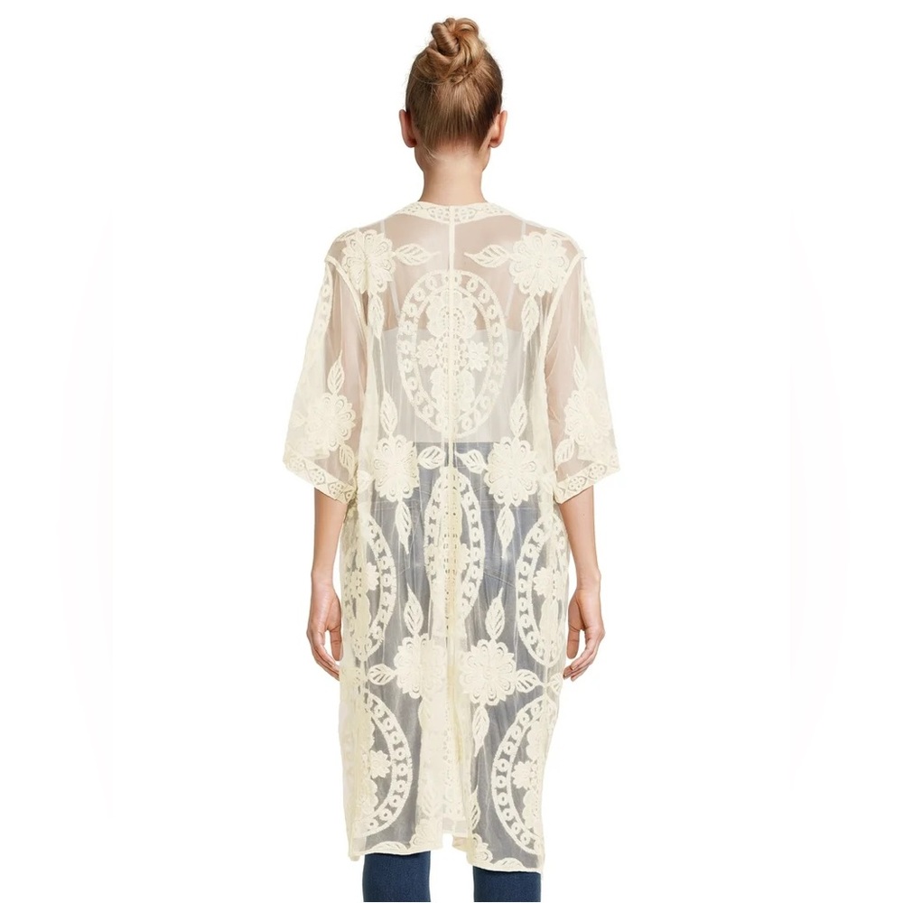 Elegant Sheer Lace Kimono
